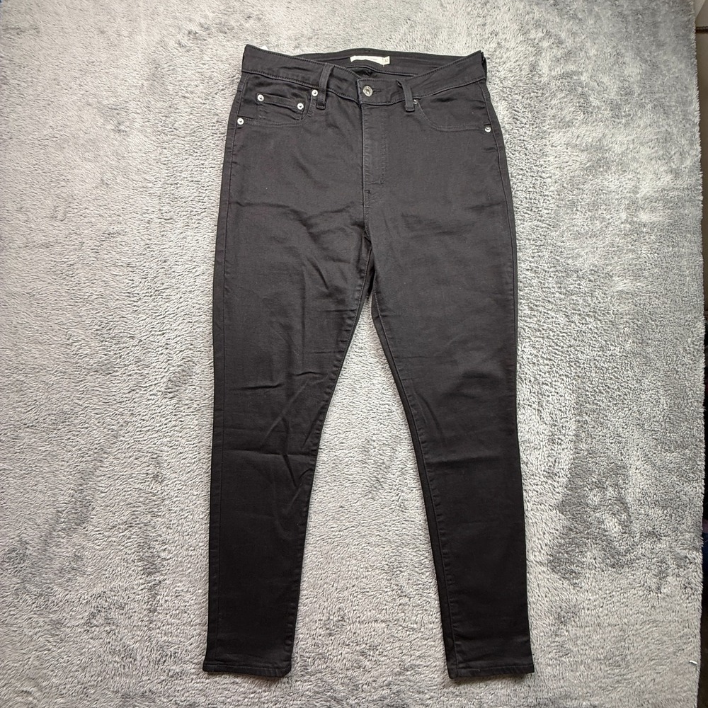 Levis 721 High Rise Skinny Jeans Black Denim Y2K Black Tab Womens 32 Stretch Fit